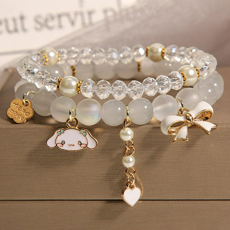 Kawaii Bracelet Cartoon Crystal Beads Bracelets Elastic Beaded Bracelets  for Girls Women Jewelry Charm Accessories 