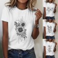 thumbnail image 5 of Wozhidaoke Dandelion Shirt, Short Sleeve Womens Simple Casual Printing Comfortable Round Neck T Shirt, Floral T-Shirts for Women | Gray L, 5 of 5