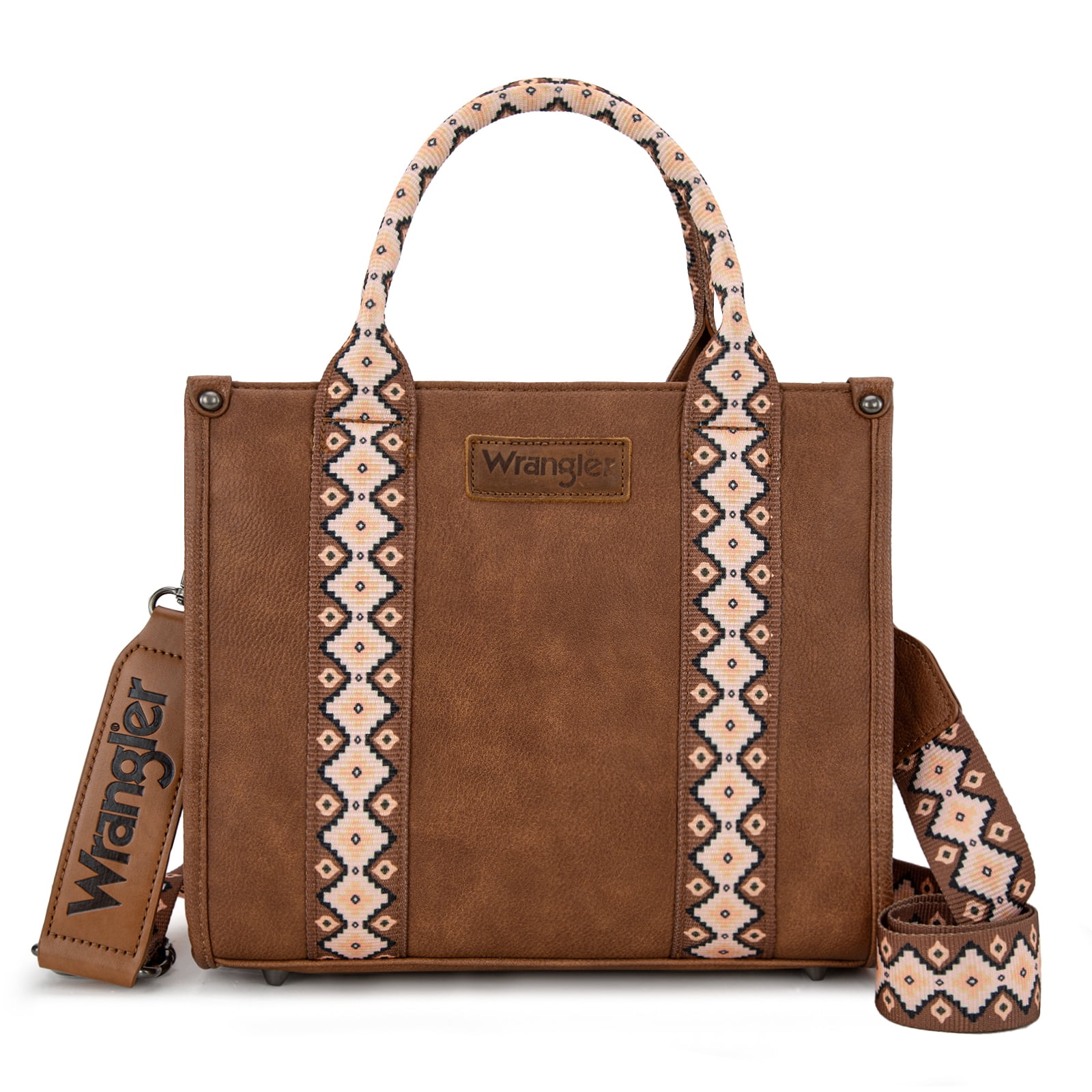 Wrangler Aztec Tote Bag for Women Boho Shoulder Purse, Cf-Dark brown