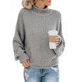 thumbnail image 4 of Women Knit Turtleneck Twist Winter Warm Sweater Pullover Coat, 4 of 5