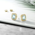thumbnail image 4 of Gem Stone King 3.28 Ct Octagon Sky Blue Aquamarine 18K Yellow Gold Plated Silver Earrings, 4 of 4