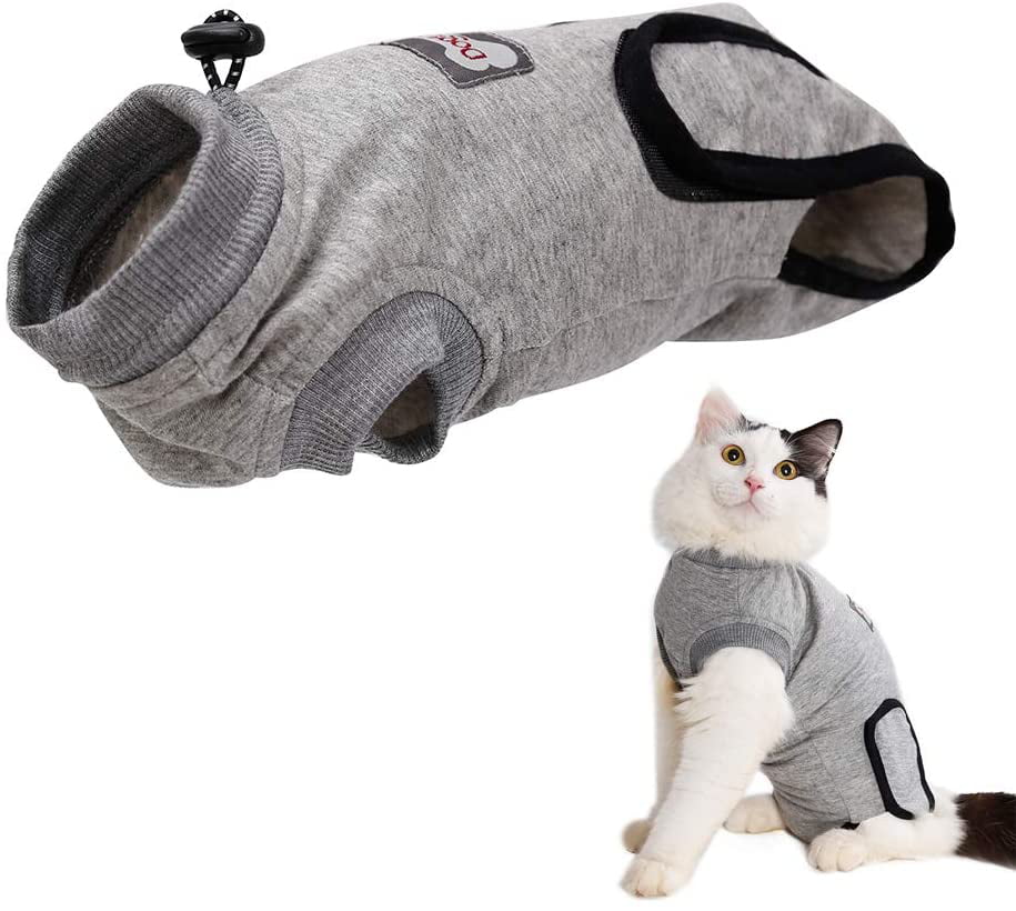 Cat Recovery Suit Wounds Skin Diseases After Surgery Wear Anti Licking Anti-bite E-Collar Alternative Breathable Convenient Pets Clothing 