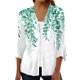 thumbnail image 1 of Camisa de mujer Blusa Estampado Manga 3/4 Casual Vacaciones Básico Botón Tops Cian/XL, 1 of 6