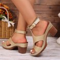 thumbnail image 5 of Women's T-Strap Block Heel Platform Sandals Open Toe Adjustable Ankle Strap Comfortable Dress Shoes Gold Size 7, 5 of 8