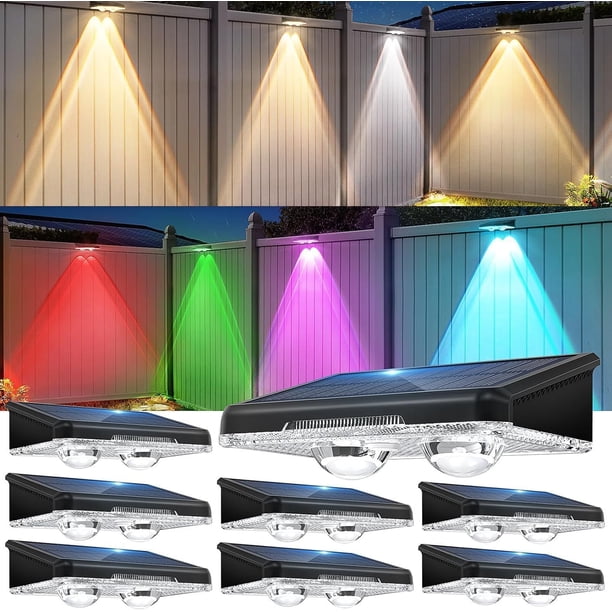 Quntis Luces Solares Exterior 8Pcs, 11 Modos de Color (Blanco Cálido/Frío/RGB) Lámpara Pared, Lámpara Solares LED Exterior Jardin, Encendido/Apagado Autom&a