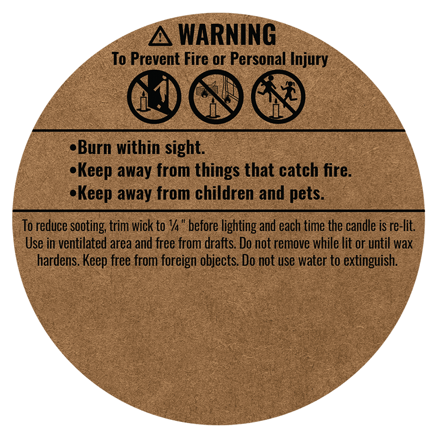 Kraft Candle Warning Labels 1 Pack (100 each) Candle Safety Labels