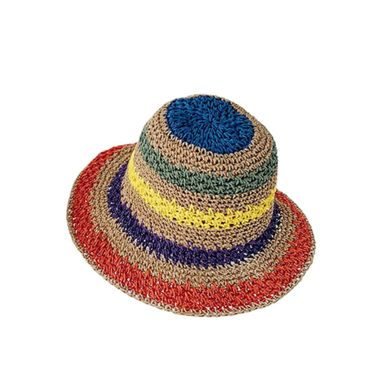 harmtty Women Sun Hat One Size Regular Fit Breathable Rainbow Colors Bucket  Hat,Khaki 