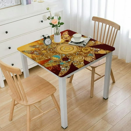 

Facannap Star Circles Elizabeth Murray Square Fitted Tablecloth Oil Resistant Wear Resistant Reusable Desktop Protection 100% Polyester Fiber 40*40