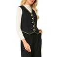 thumbnail image 4 of INSPIRE CHIC Women's Tweed Blazer Vest Sleeveless Button Down V Neck Casual Business Waistcoat S Black, 4 of 5