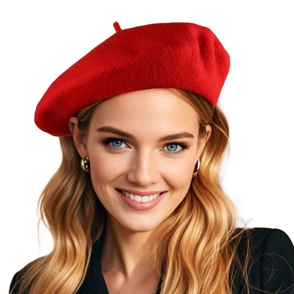 Minzimin French Wool Beret Hats for Women Man Solid Color Classic Beanie Winter Cap Painter Berets.