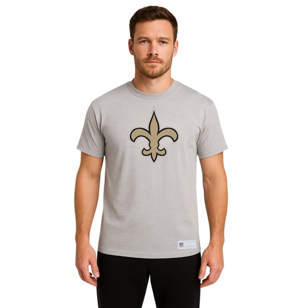 NFL Playera Aficionado Básica New Orleans Saints Gris para Hombre, Talla Mediana