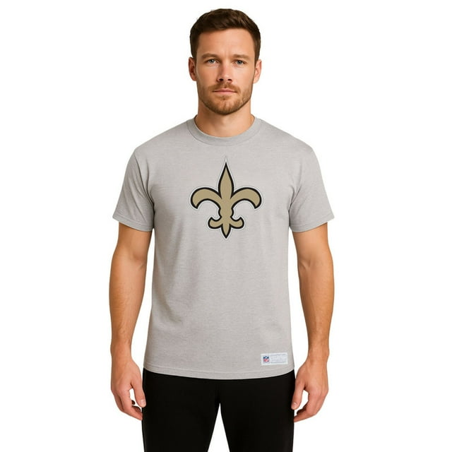 NFL Playera Aficionado Básica New Orleans Saints Gris para Hombre, Talla Chica