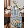 thumbnail image 4 of Ldtrchee Christmas Blue Snowman Table Runner 60 Inches, Blue Plaid Vintage Snowflake Bed Runner Dresser Scarves Tabletop for Indoor Outdoor Parties/Ceremony/Banquet, 13" x 60", 4 of 8
