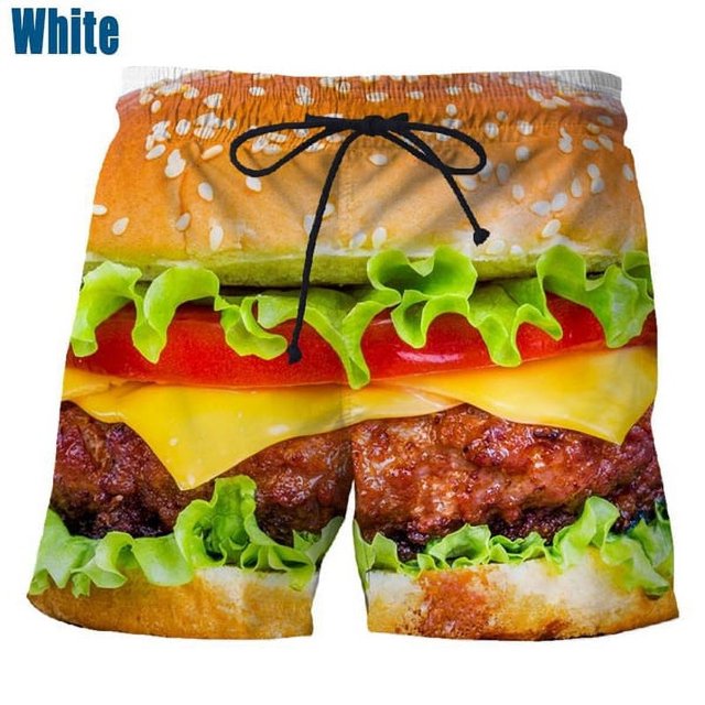 Unisex Casual Fun Food Hamburger 3d Print Shorts