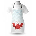 thumbnail image 4 of Hermit Crab Apron, Cartoon Style Smiling Crab Bubbly Underwater, Unisex Kitchen Bib with Adjustable Neck for Cooking Gardening, Adult Size, Dark Coral Sky Blue, by Ambesonne, 4 of 4