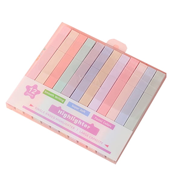 Watercolor Pen 12 Colors,12Pcs Aesthetic Pastel Highlighters, Double Headed Soft Tip Highlighter Set, No Bleed Markers for Journaling, 1Ml Each
