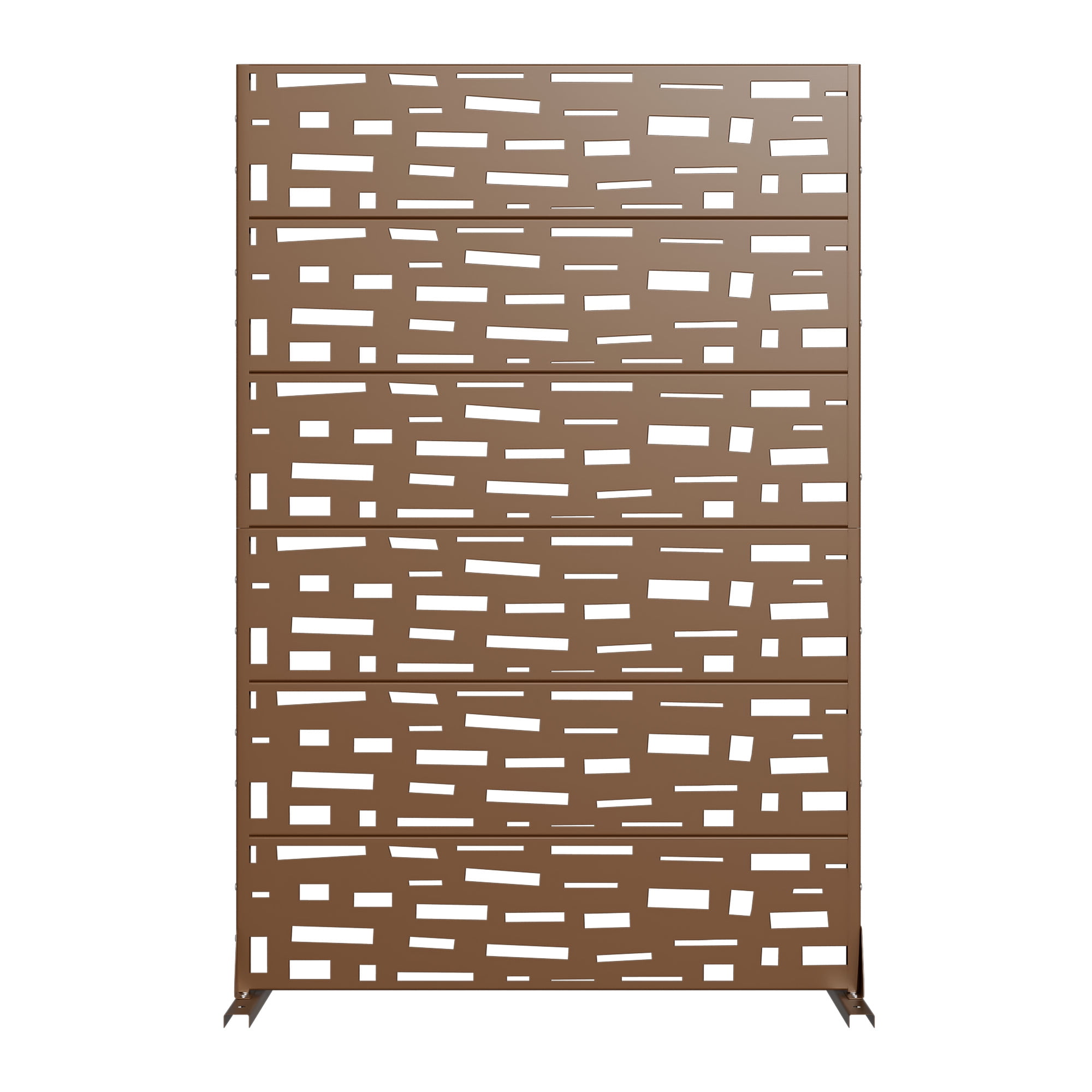 MAYEERTY 72 × 47in Outdoor Privacy Screen with Stand Metal Balcony Decorative Screen, Brown