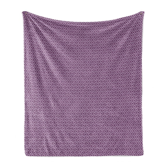 Abstract Soft Flannel Fleece Throw Blanket, Geometric Contemporary Illustration of Triangular Motifs and Graphical, Cozy Plush for Indoor and Outdoor Use, 70" x 90", Plum and Lilac, by Ambesonne