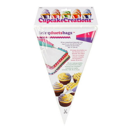 CupcakeCreations Icing Duets 2-Compartment Piping Bags: 20 (Best Butter Icing For Piping)