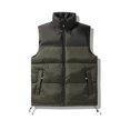 thumbnail image 2 of BiZtdJrK Mens Big and Tall Puffer Vest Color Block Casual Lightweight Vests Winter Thick Warm Windproof Sleeveless Vest Jacket with Zipper Pockets Back To College Sale Army Green XXXL, 2 of 4