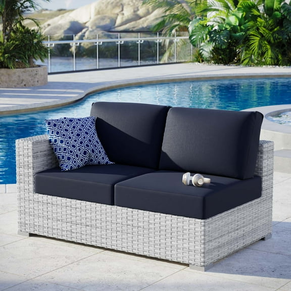 Modway Convene Outdoor Patio Left-Arm Loveseat in Light Gray Navy