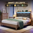 thumbnail image 3 of EnHomee Queen Bed Frame with LED Lights and Charging Station Upholstered Platform Bed with Headboard & Storage Shelf Sturdy Wood Qunne Size Bed Frame, No Box Spring Needed, Gray, 3 of 7