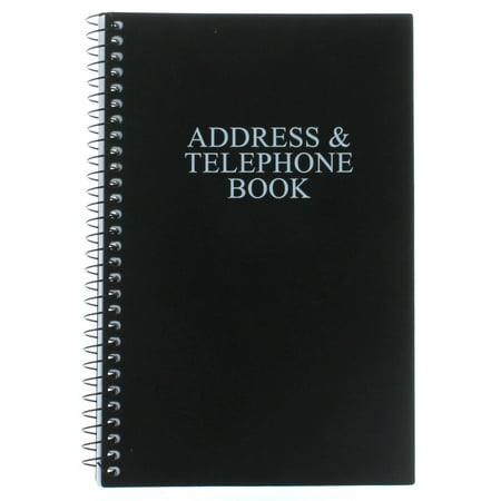 Black Telephone Address Book Spiral Bound Vinyl Cover 8
