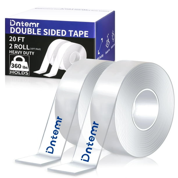 Cinta adhesiva Dntemr de doble cara, resistente, 6 m, transparente