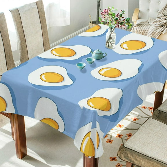 Yayeee Tablecloths 54" x 54" Rectangle Wrinkle Resistant Party Table Cover, Playful Fried Eggs