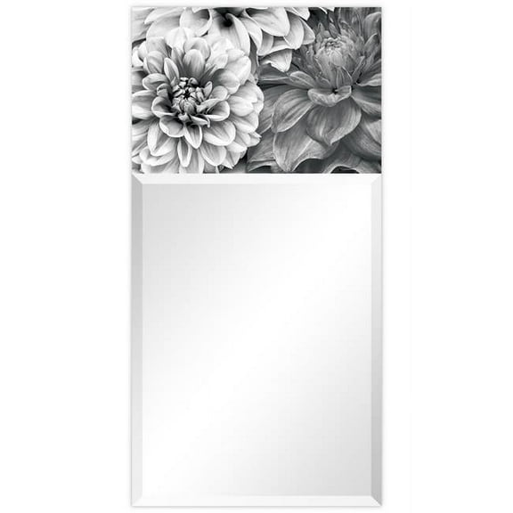 Empire Art Direct Blossoms Rectangular Beveled Mirror on Free Floating Printed Tempered Art Glass, 48" x 24" x 0.4", Ready to Hang