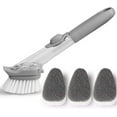 thumbnail image 1 of Dish Scrub Brush, Soap Dish Wand Refills Sponge, Replaceable Refills Sponge Brush Heads,Reusable for Sink Pot Kitchen Cleaning Including1 Dish Brush with Handle and 3 Replacement Sponge Head, 1 of 7
