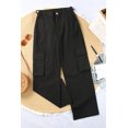 thumbnail image 2 of POGLIP Pantalon Cargo Noir à Rabat à Jambe Large pour Femmes, 2 of 6