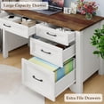 thumbnail image 5 of Farmhouse Executive Desk with Drawers, Wood Computer Desk with Ample File Drawer, Rustic Home Office Desk with Storage for Bedroom, Living Room, White, 5 of 7