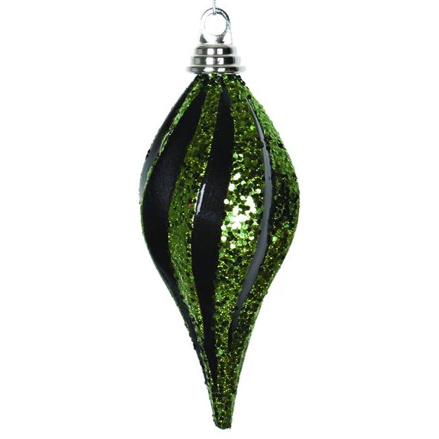 Black Lime Candy Glitter Swirl Drop Ornament - 8 in.