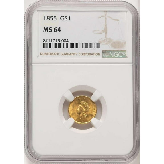 1855 G$1 Gold Dollar Coin NGC MS64   Type Two - HAT775116060