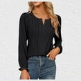 thumbnail image 2 of Women's Long Sleeve Tops Dressy Casual Shrug Ruffle Sleeve Tunic Shirts V Neck Blouses Solid Ladies Shirts Black,L, 2 of 6