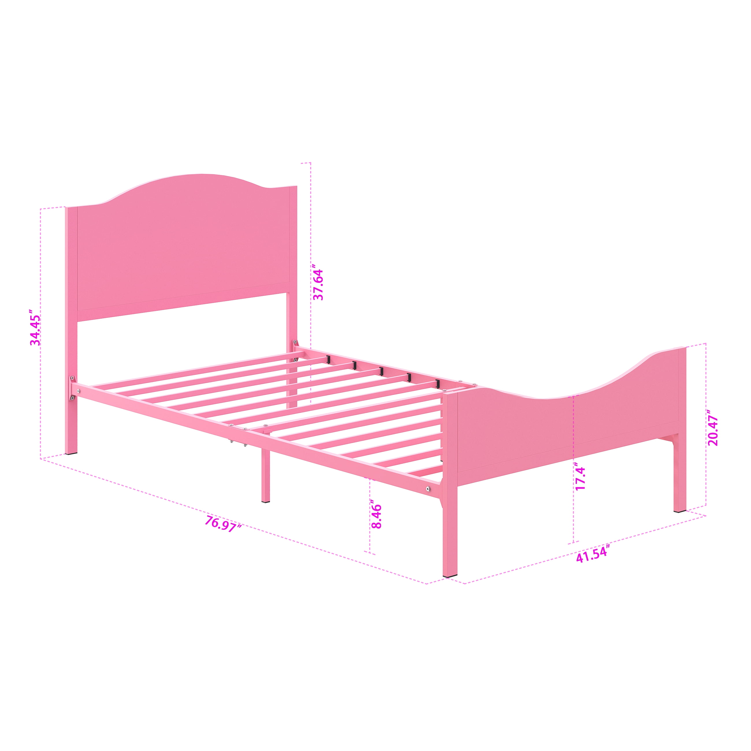 Yoneston Kids Twin Metal Platform Bed Frame with Wood Headboard for Girls, Toddler, Kids, and Teens, Pink