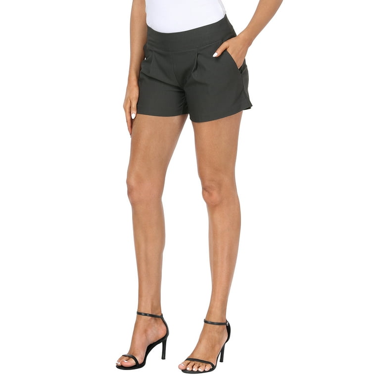 HDE Women's Chino High Waisted Summer Dress Shorts, Charcoal HDE Women's Chino High Waisted Summer Dress Shorts, Charcoal