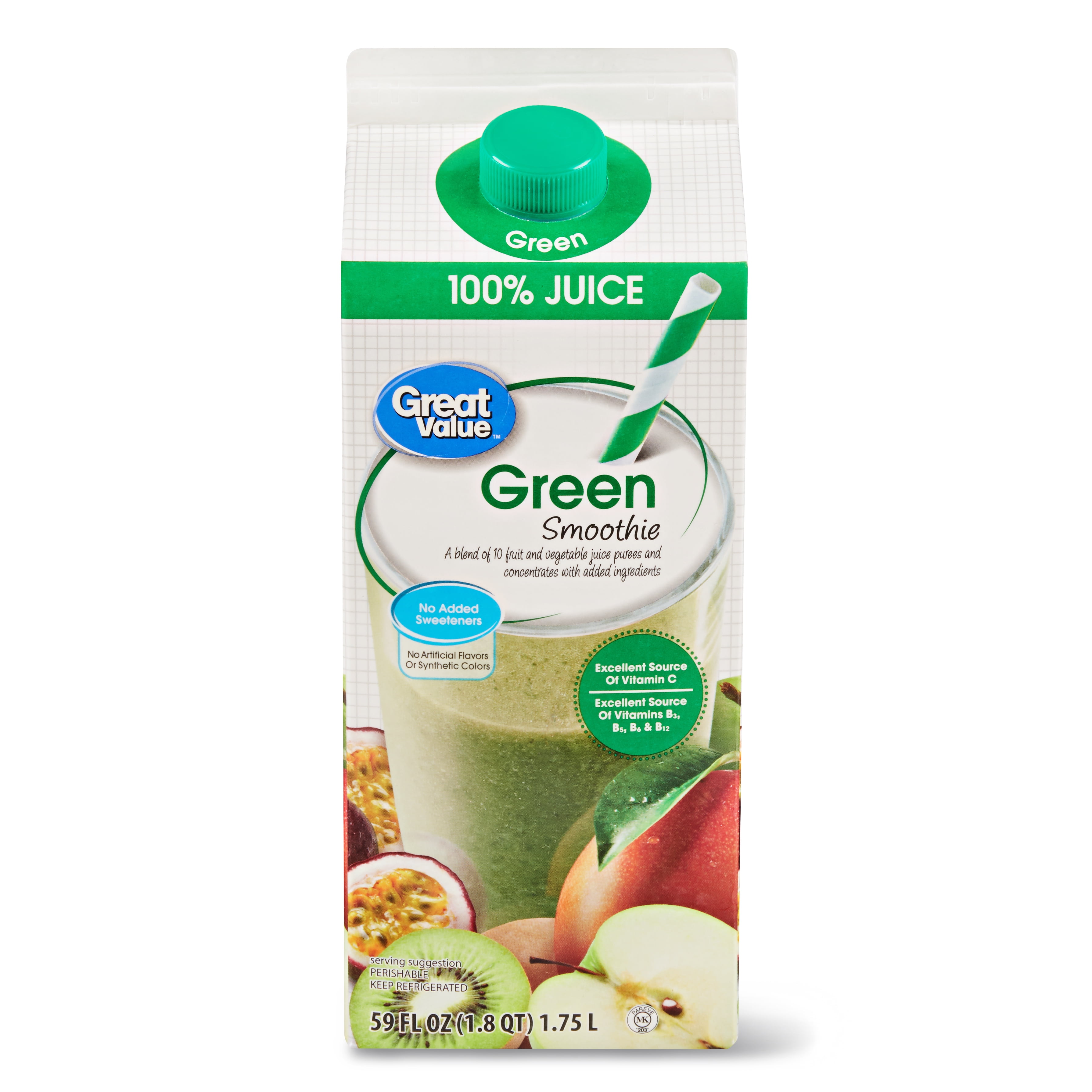 Great Value 100 Juice Green Smoothie, 59 fl oz
