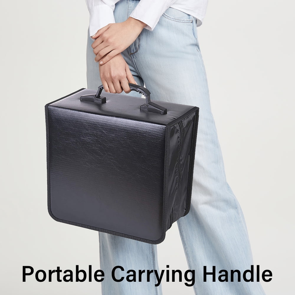 520 Capacity CD Case,DFITO Heavy Duty Leather DVD Disc Case Bag Holder Organizer Binder