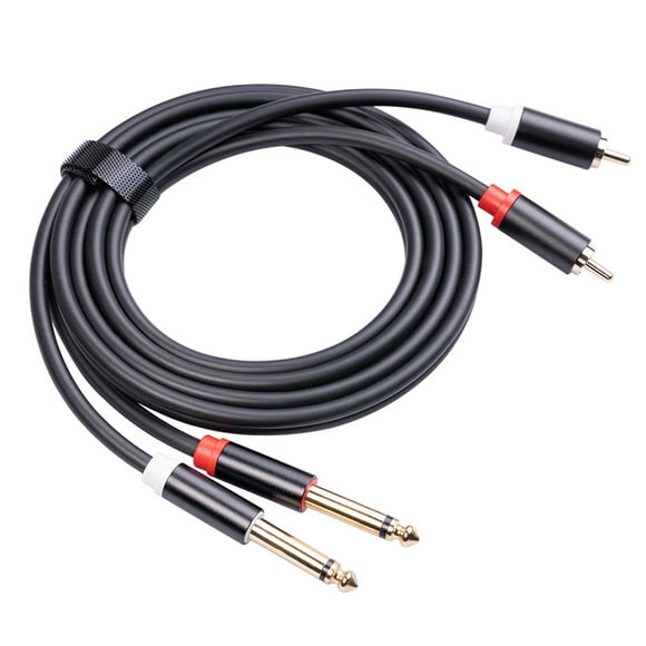 Dual 6.35mm TS Macho RCA Cable Adaptador Micrófono Multimedia Audio PVC Cable Insertar Jack MP3 Inteligentephone AUX Coche Oficina Video Advancent EL005127-00B