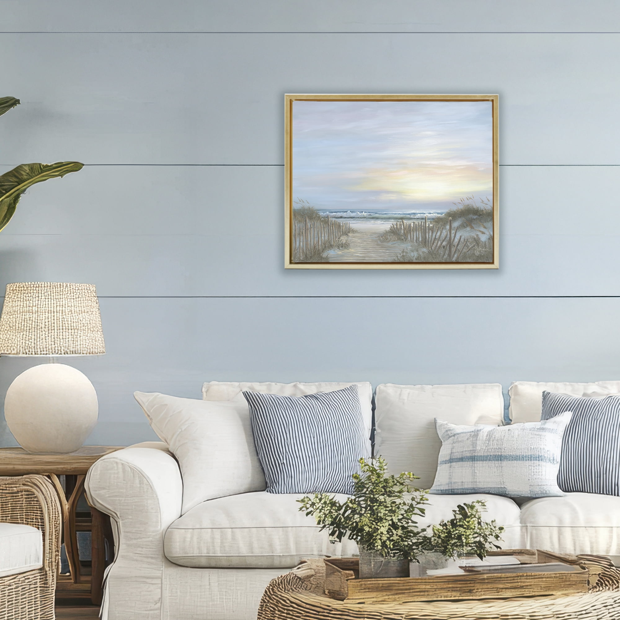 Stupell Industries Serenity Path Sunset Gold Framed Floater Canvas Wall Art, design by Georgia Janisse