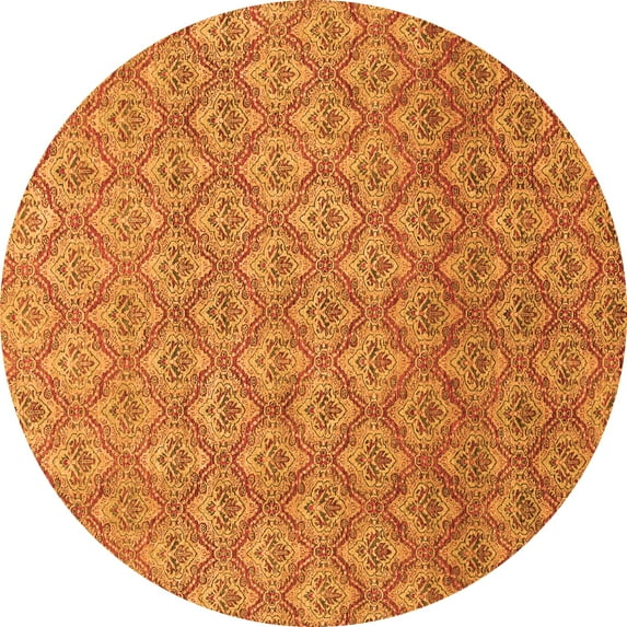 Ahgly Company Indoor Round Abstract Orange Modern Area Rugs, 3' Round