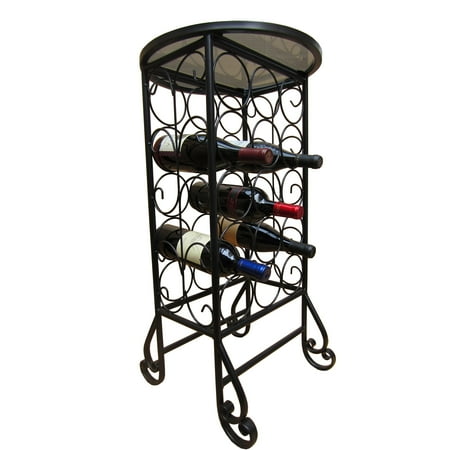 Pangaea Holder - Pangaea Home & Garden 15-bottle Glass Top Iron Wine Rack