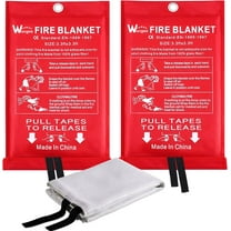 Fire Blanket for Home and Kitchen - 2 Pack Fiberglass Reusable Fire Blankets Suppression Emergency for School Fireplace Grill Car Office Garage Welding Warehouse Safety 3.3ft x 3.3ft
