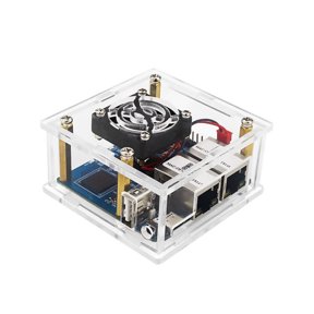 Clear Acrylic Case Cover Shell With Fan Heat Sink for Orange Pi R1 Plus LTS