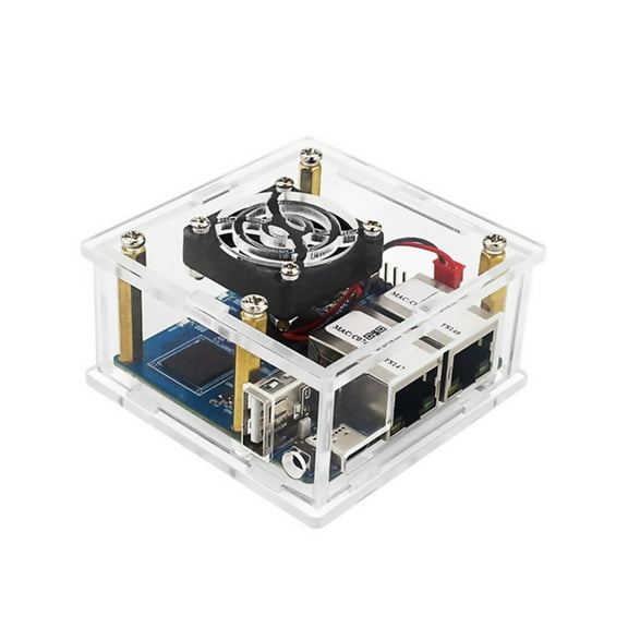 Clear Acrylic Case Cover Shell With Fan Heat Sink for Orange Pi R1 Plus LTS