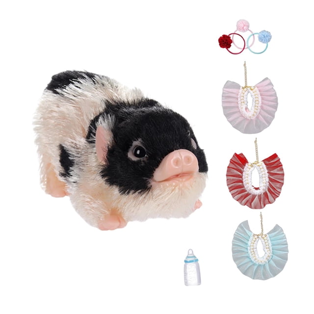 Conjunto de muñecos de cerdito reborn realistas, juguetes de cerdito, accesorios de fotografía adorables y realistas, conjunto de juguetes de juego de Blanco y negro