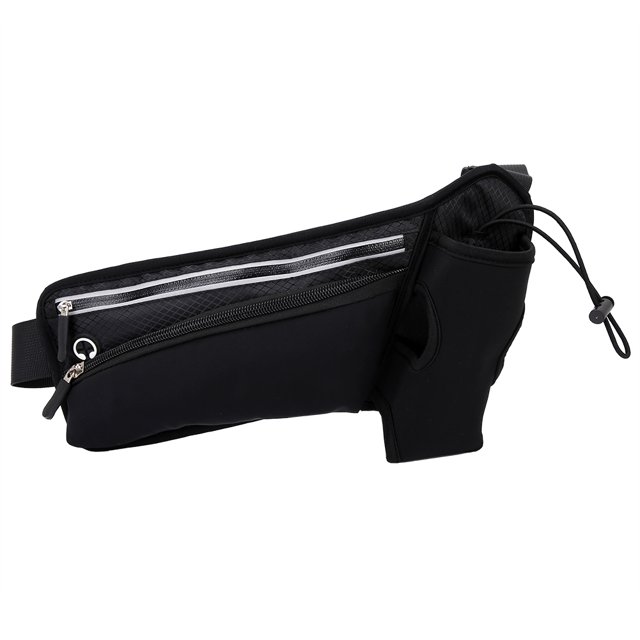 Estuche para botella de agua, teléfono y billetera para hombres y mujeres - Riñonera deportiva para exteriores de color negro