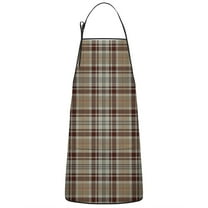Brown Beige Plaid Checkered Pattern Apron-Garden Aprons for Women with Pockets-Cotton Linen Waterproof Kitchen Cooking Gardening Aprons Adjustable for Kitchen,Cooking,BBQ and Salon 33x27 Inch
